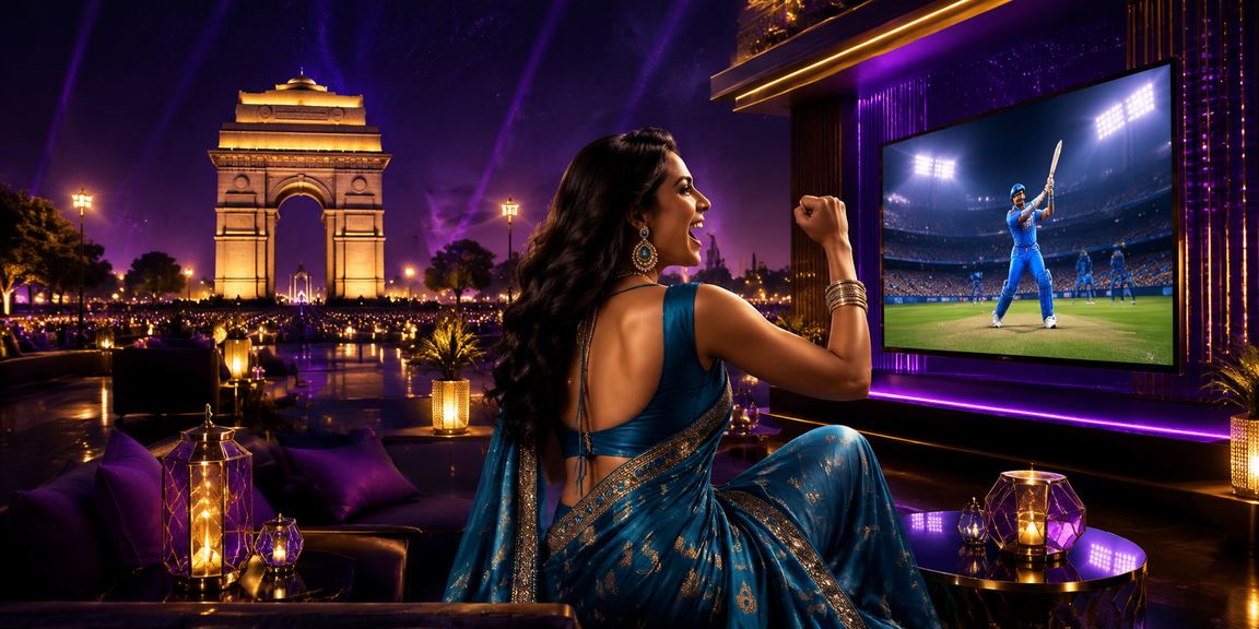 Cricket match betting with lively India Gate background
