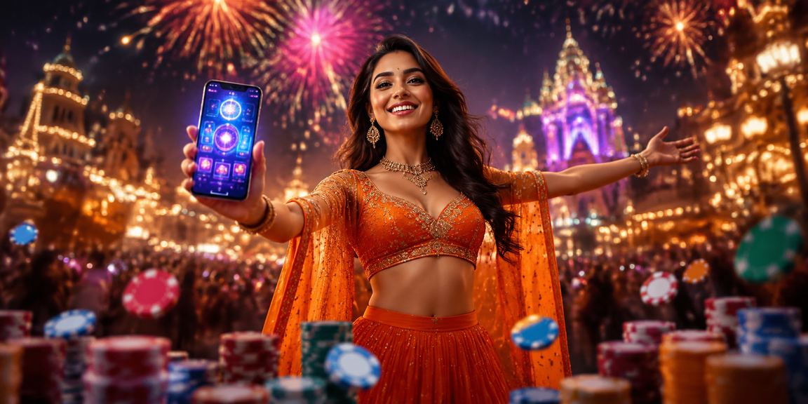 A vibrant casino app screen showing slots games at night market environment