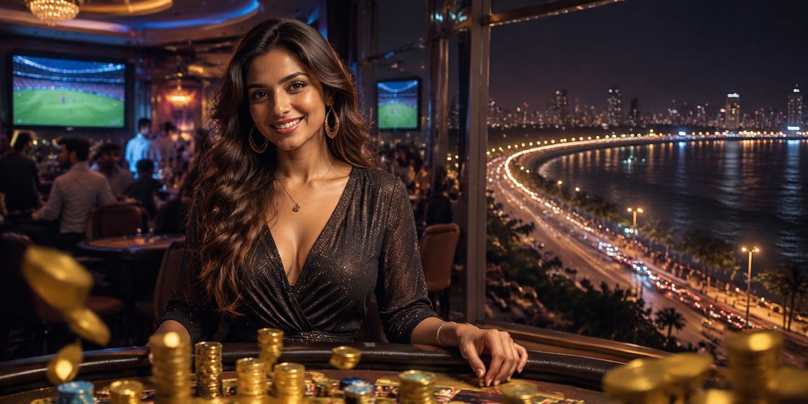 Mumbai Marine Drive lit up at night with lively cricket betting atmosphere